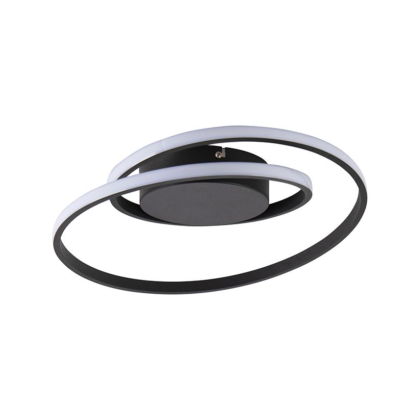 Design plafonnière zwart incl. LED 3-staps dimbaar - Krula