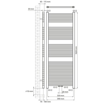 Haceka designradiator Gobi grijs 829 Watt 162x59 cm