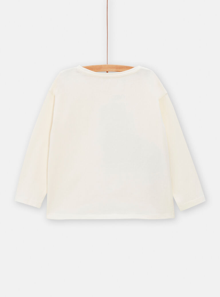 T-shirt écru animation zèbre pour fille