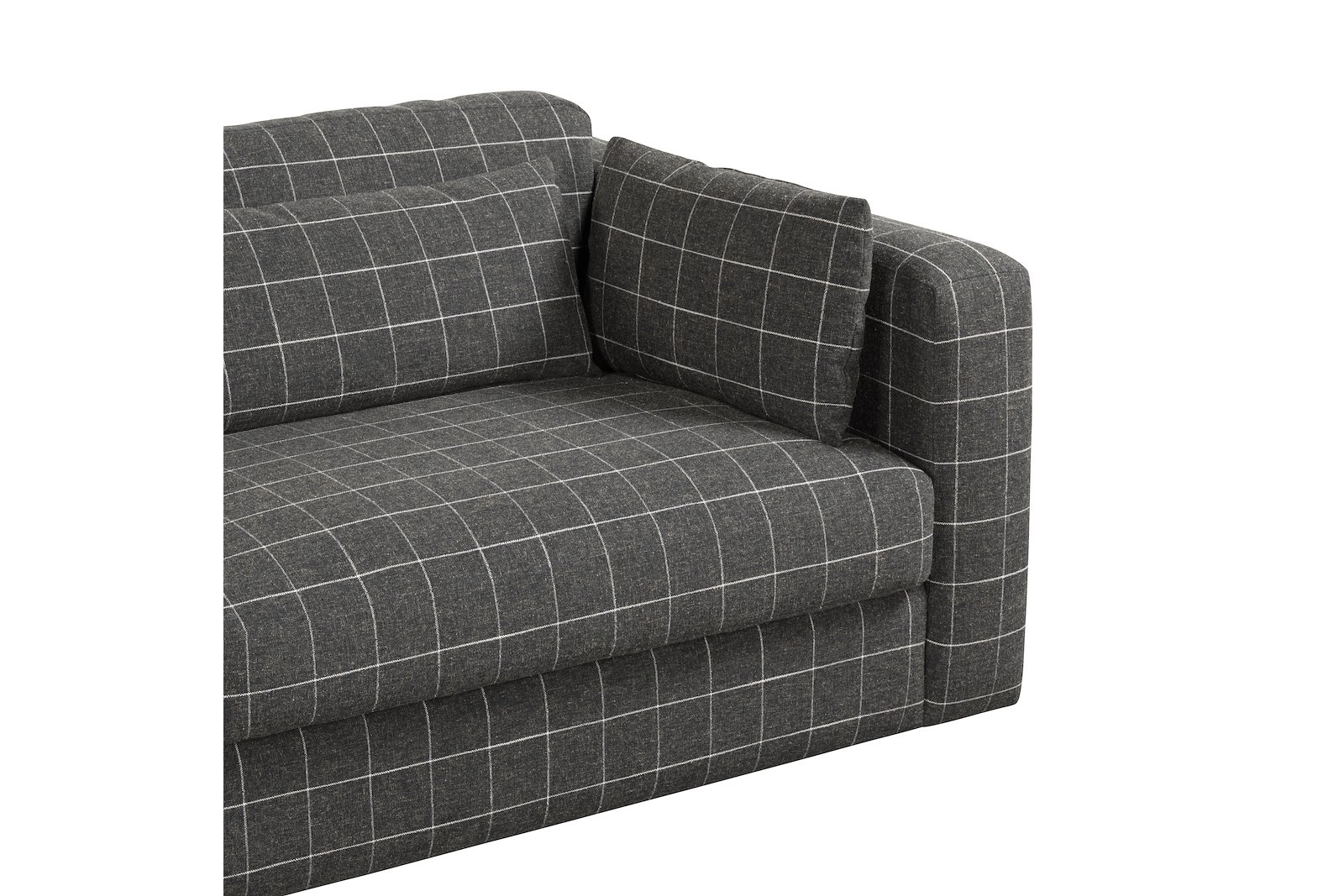 Bantry sofa 4-seter i tekstil Savanne Charcoal med sorte ben i tre.