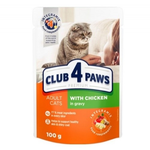 Ração úmida para gatos Club 4 Paws sabor frango ao molho