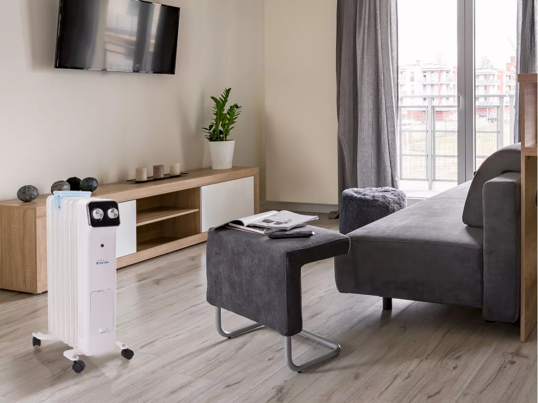 Radiateur d'huile blanc avec réservoir d'humidification