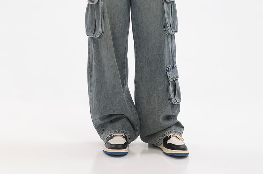 Rosesand - Lage taille gewassen zak losse wijde jeans