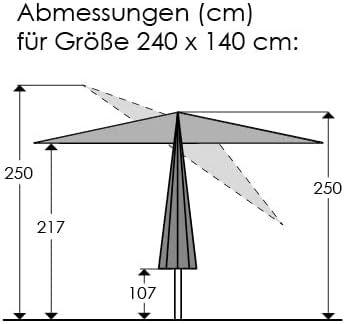 Schneider-Schirme Sonnenschirm Sevilla, silbergrau, 240 x 140 cm rechteckig, 667-14, Gestell Stahl, Bespannung Polyester, 4.6 kg