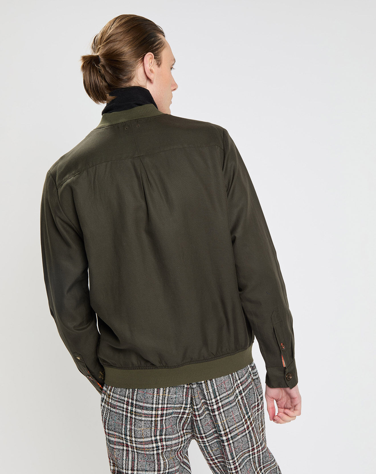 Scotch & Soda Blouson en Lin mélangé court kaki foncé