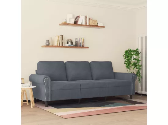 Canapé à 3 places Gris foncé 180 cm Velours