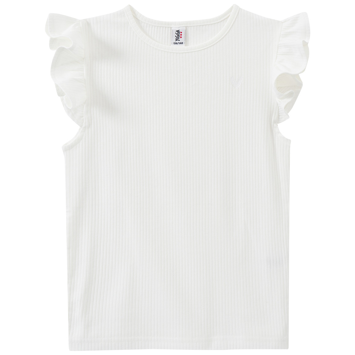 Yigga Mädchen T-Shirt mit Ripp-Struktur cremeweiss
