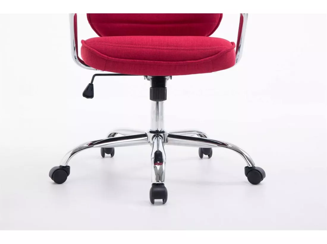 Chaise de bureau - Tissu & Métal chromé - Rouge - Rako