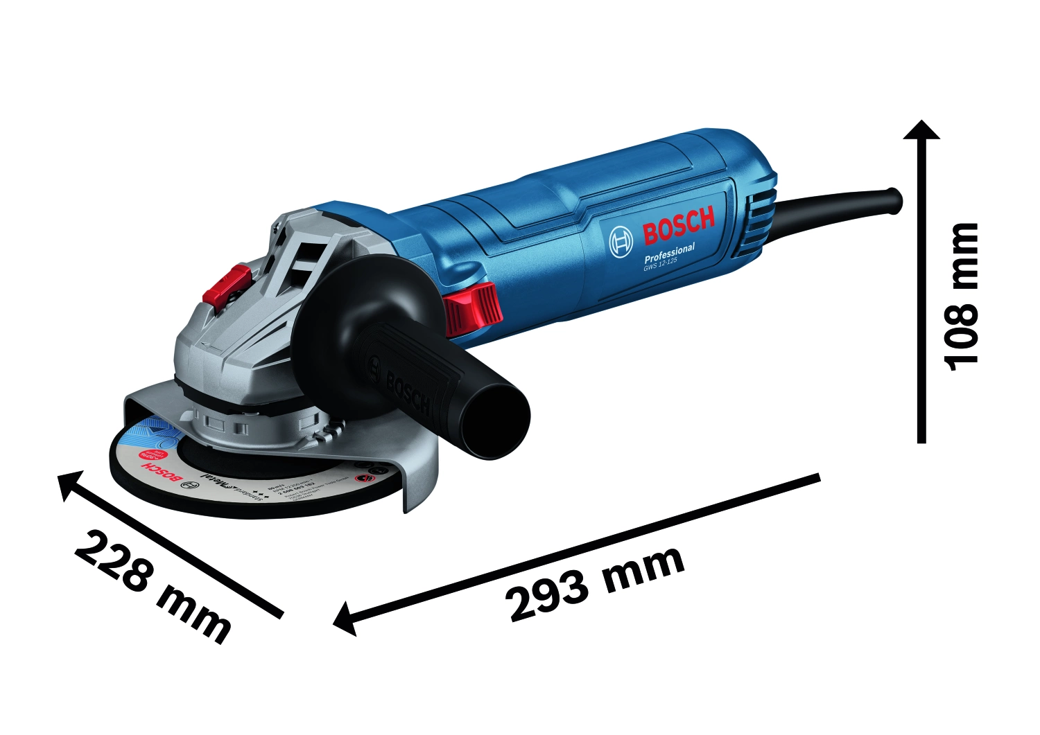 Bosch GWS 12-125 Haakse Slijper met diamantschijf in koffer