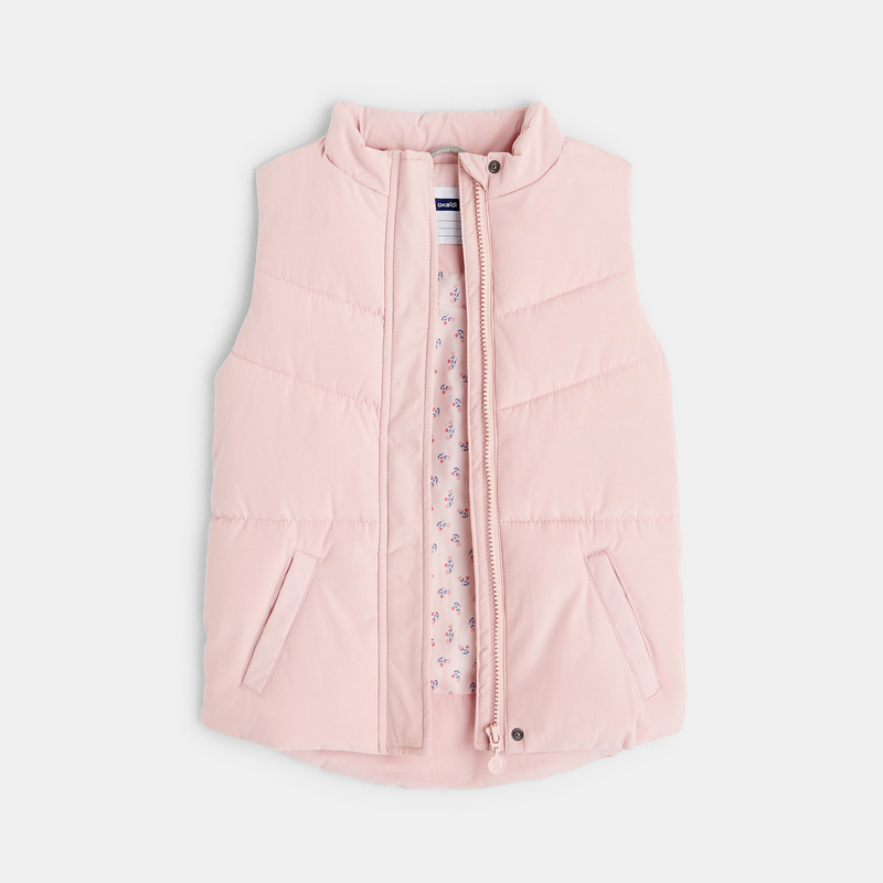 Doudoune unie sans manche rose fille