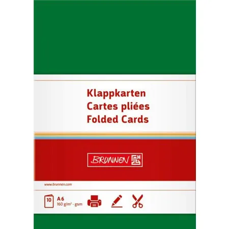 BRUNNEN Klappkarten dunkelgrün, 160g/m², A6, 10 Karten