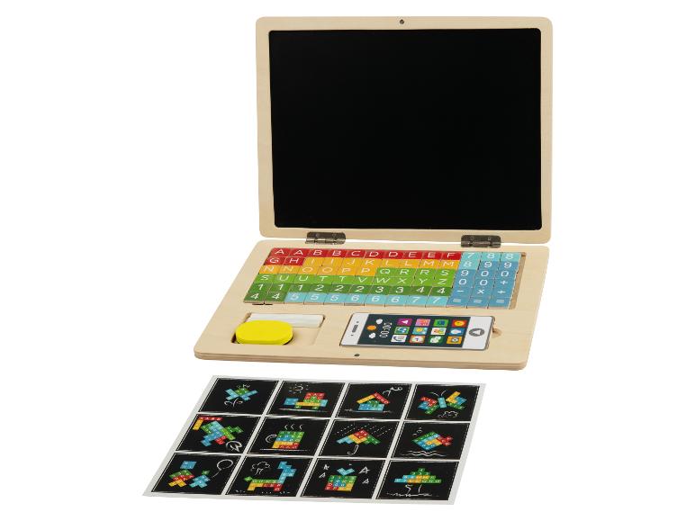 Houten speelgoed laptop of magnetische klok
