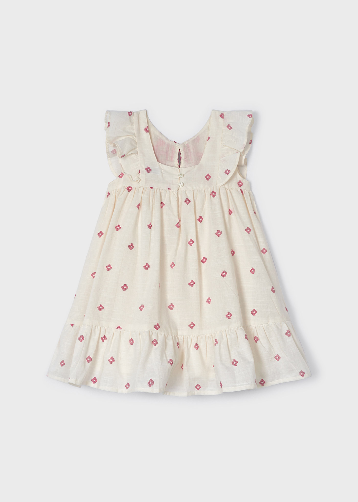 Vestido de algodão estampado com bordado para meninas