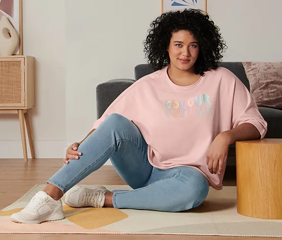 Sweatshirt mit 3/4-Arm, roséfarben