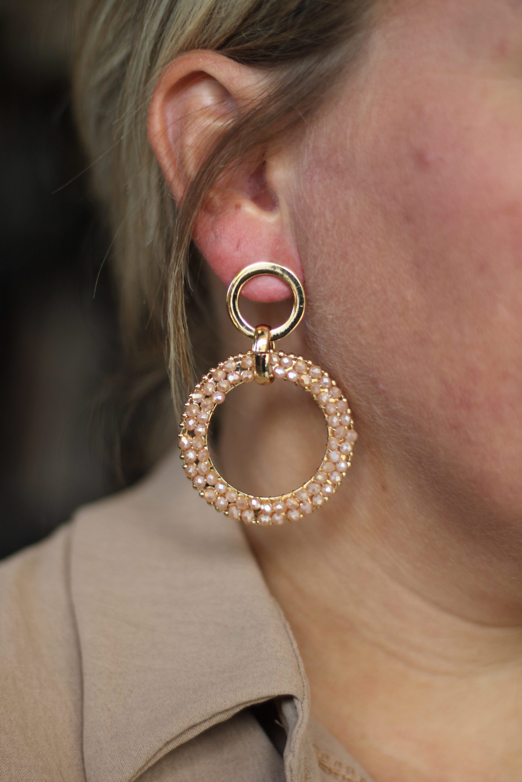 Oud Roze Oorbellen - Goud