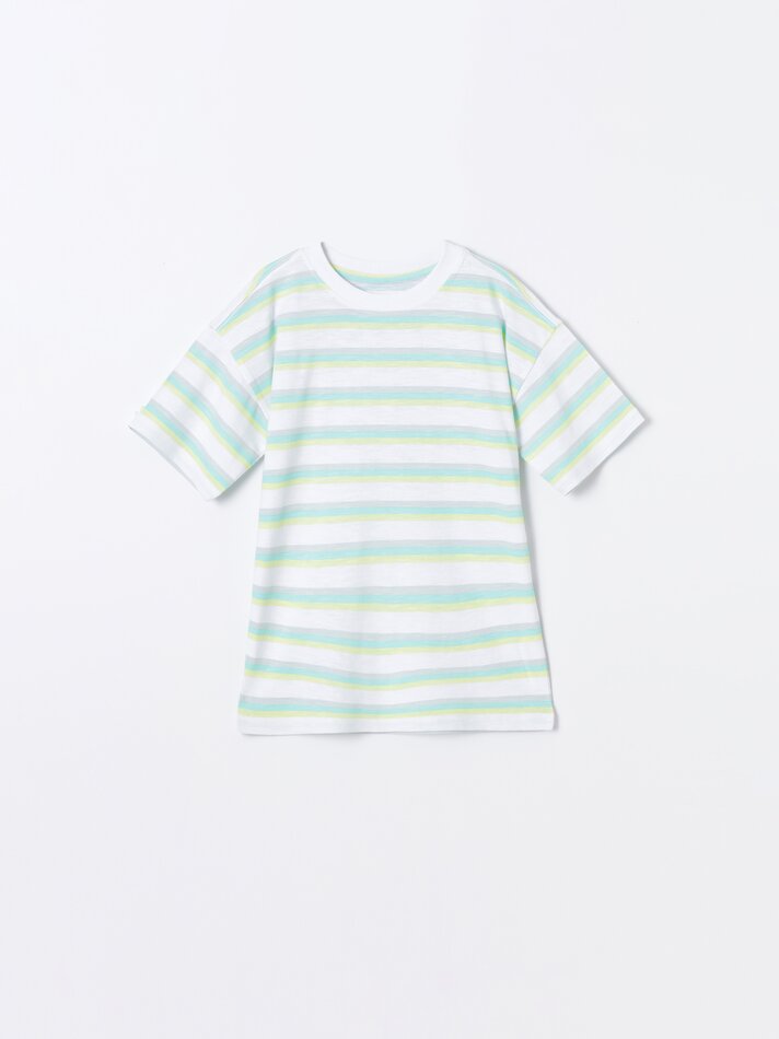 Camiseta listrada - Cinza/azul