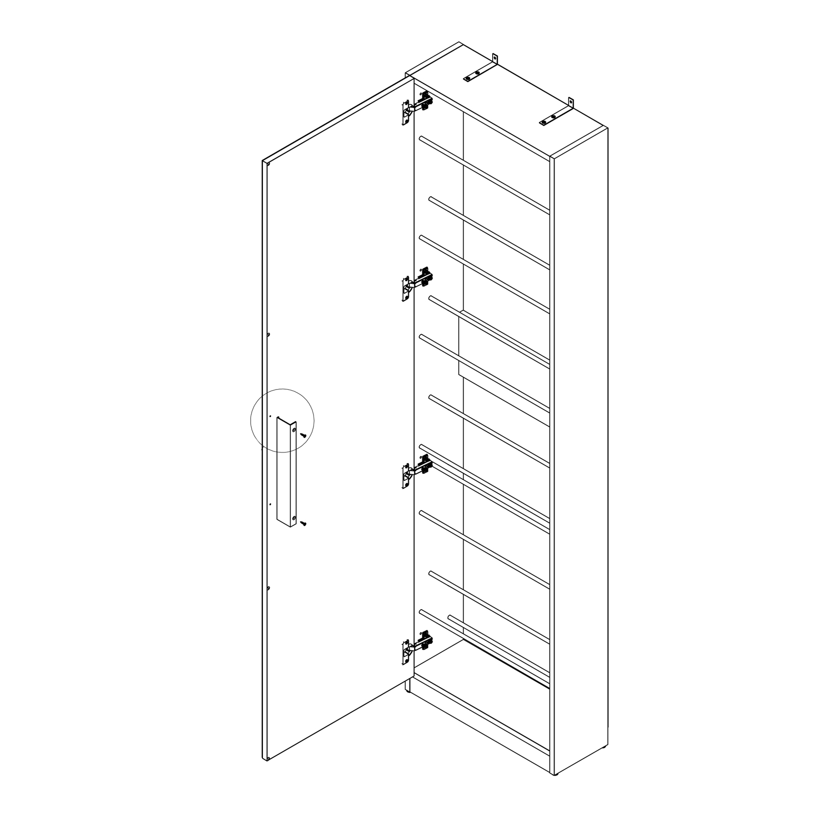 Schuhschrank - Sandeiche - mit Spiegeltür - 50 cm breit