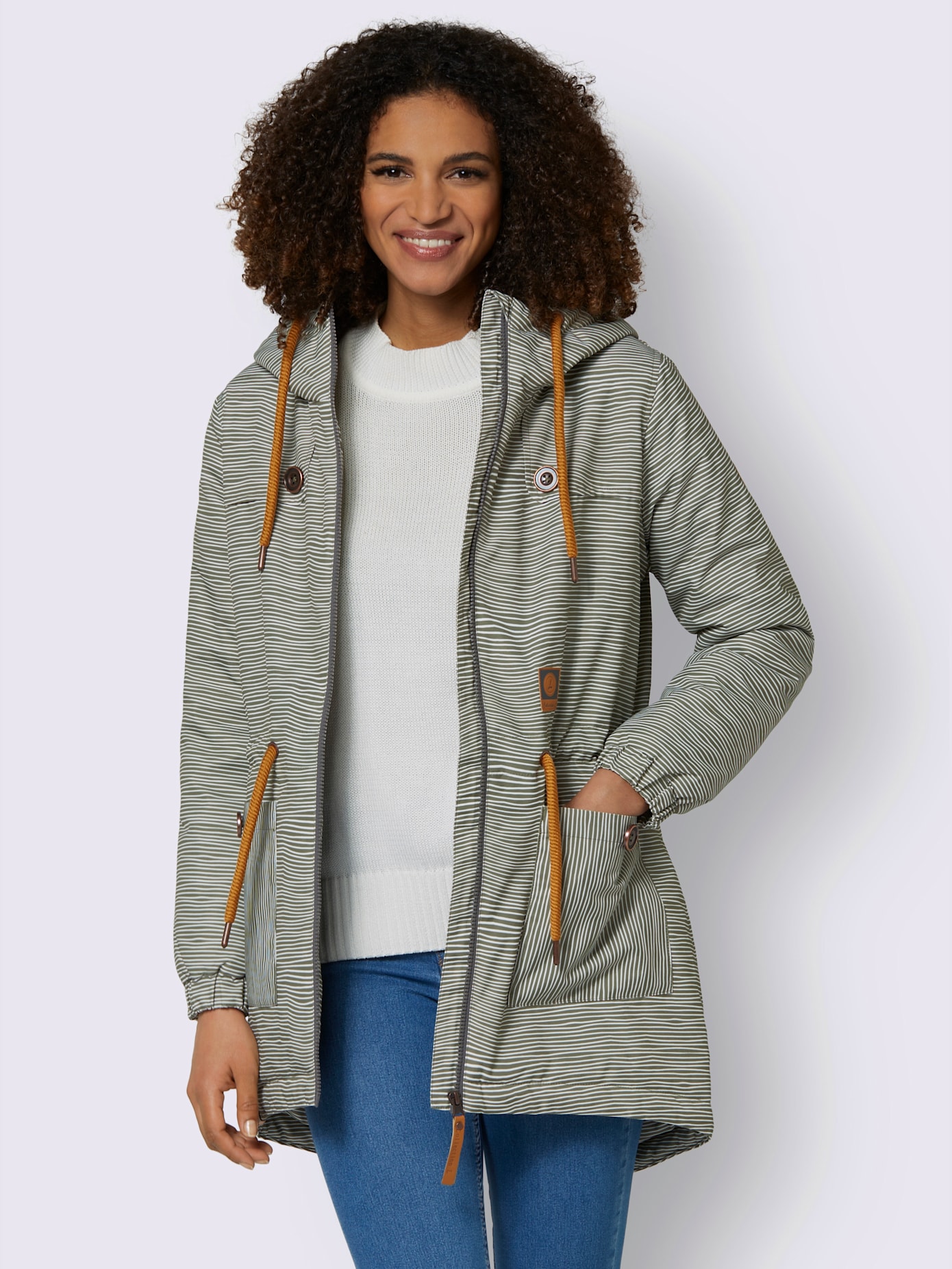 Veste capuche avec coulisse et lien à nouer