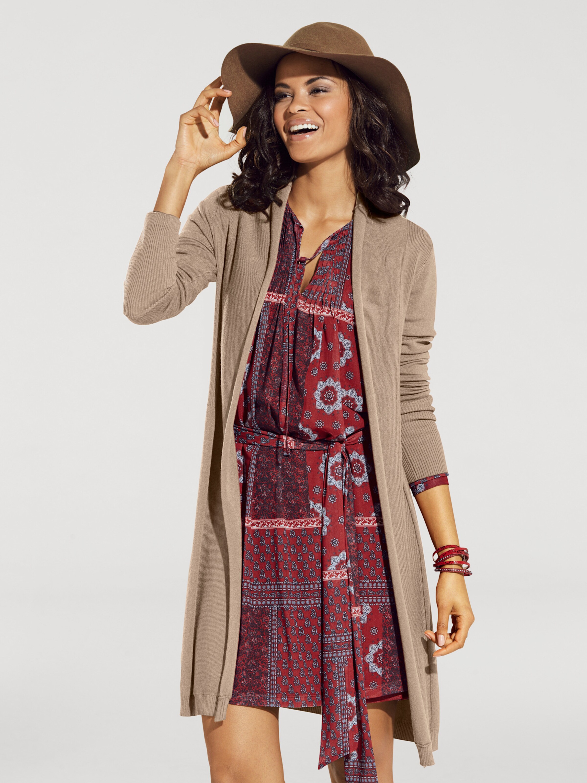 Long-Strickjacke