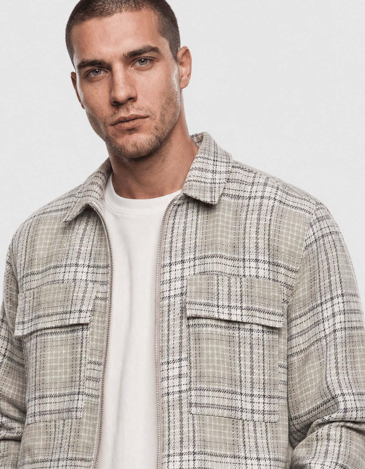 Relaxed Fit Check Overshirt Lichtgroen