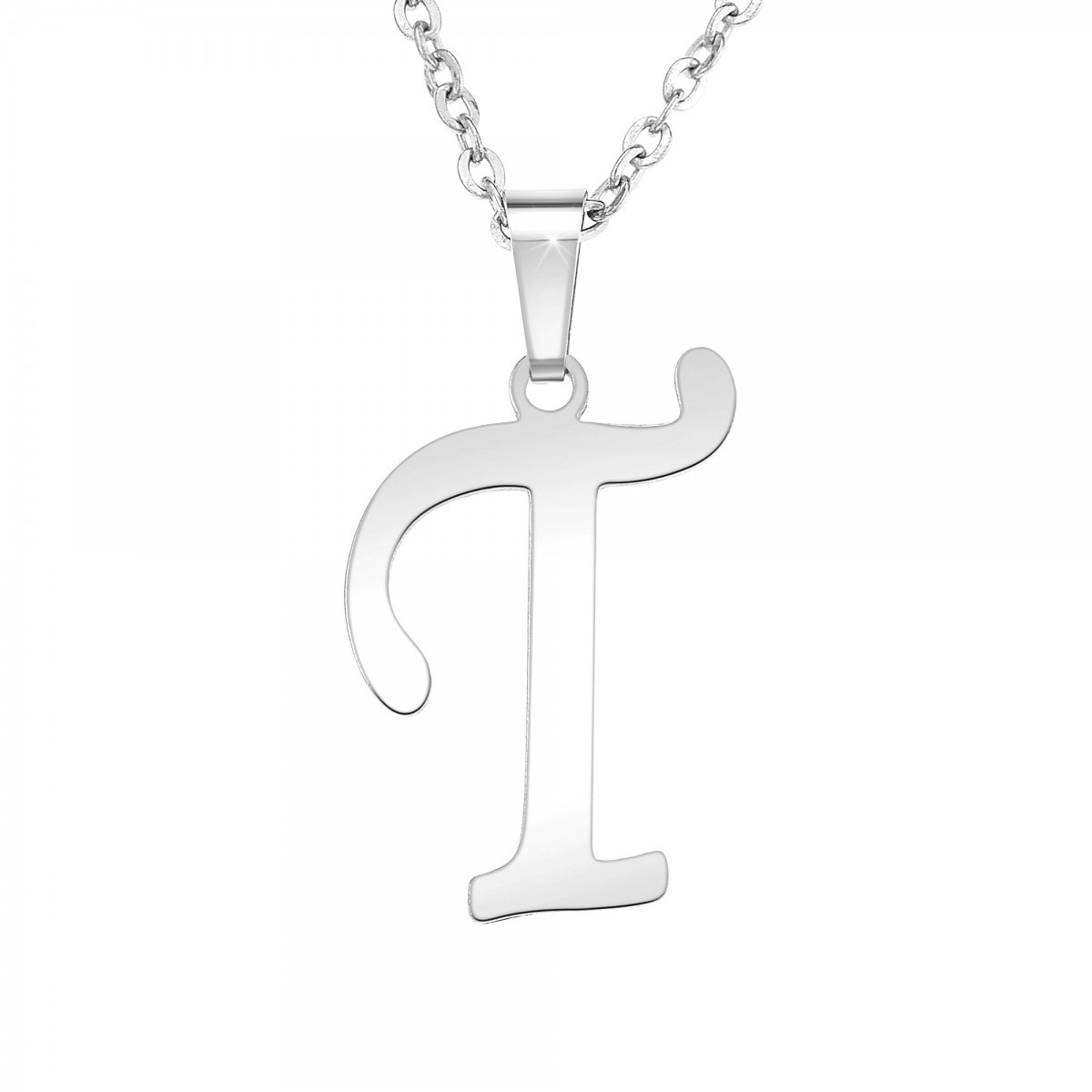 Collier alphabet lettre T en acier inoxydable par SC Bohème