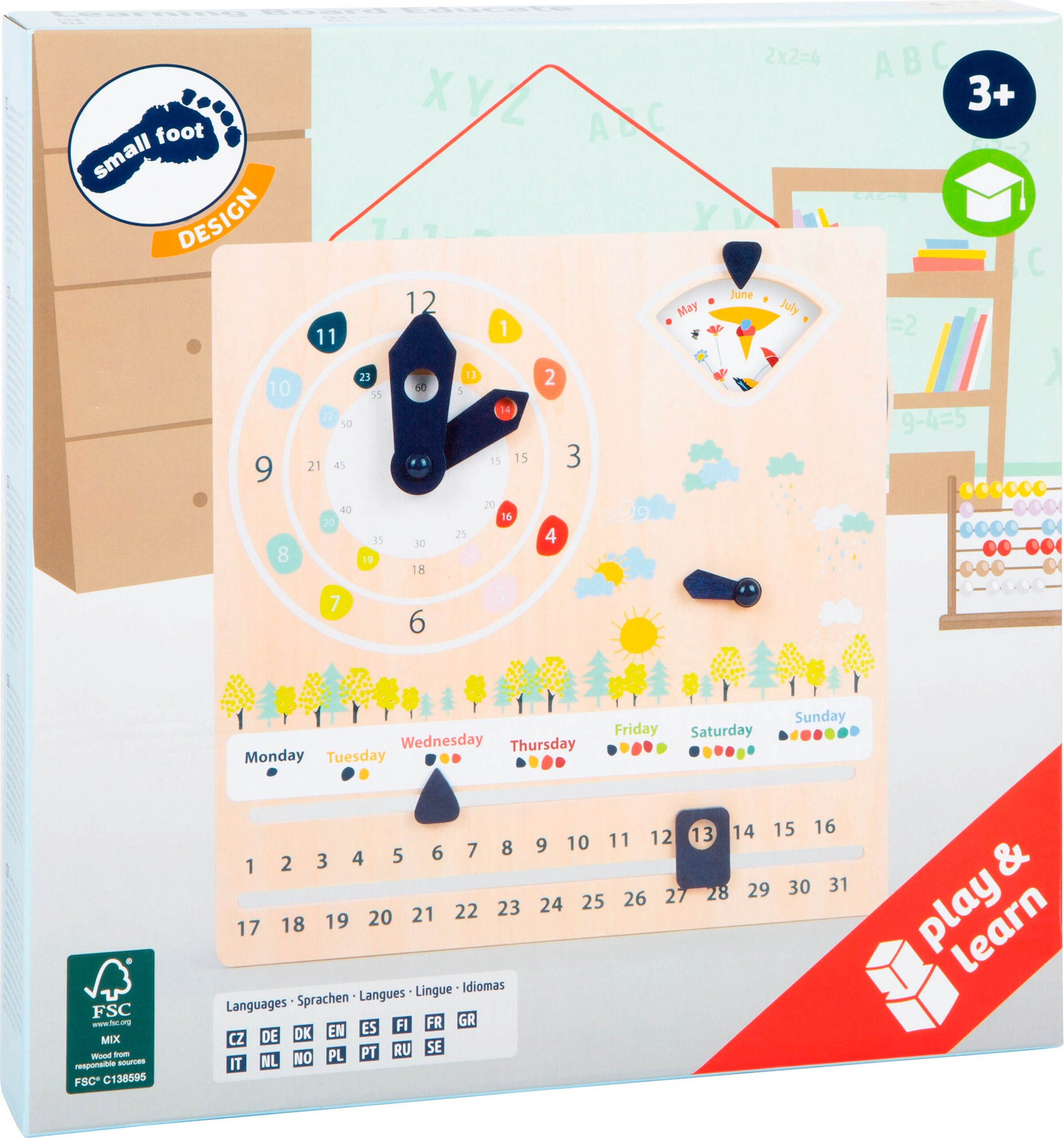 small foot Lernuhr mit Kalender Educate