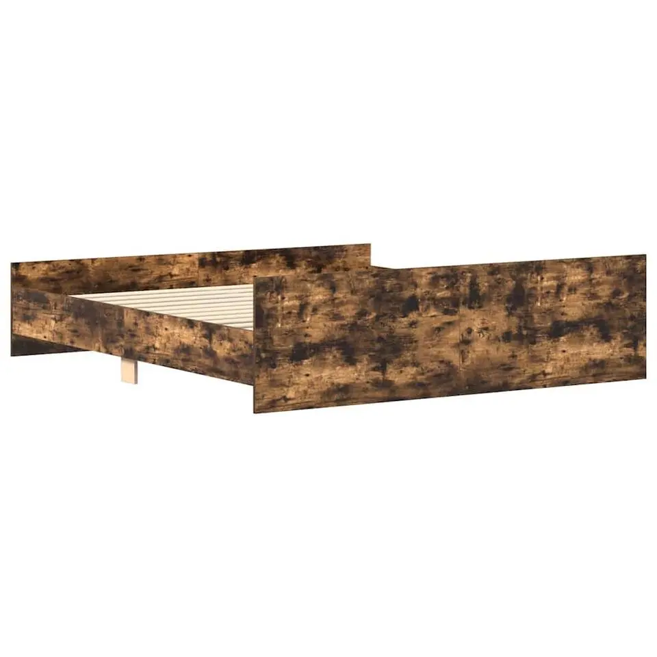 vidaXL - Bed frame met hoofd- en voeteneinde - Gerookt eiken - 180x200 cm