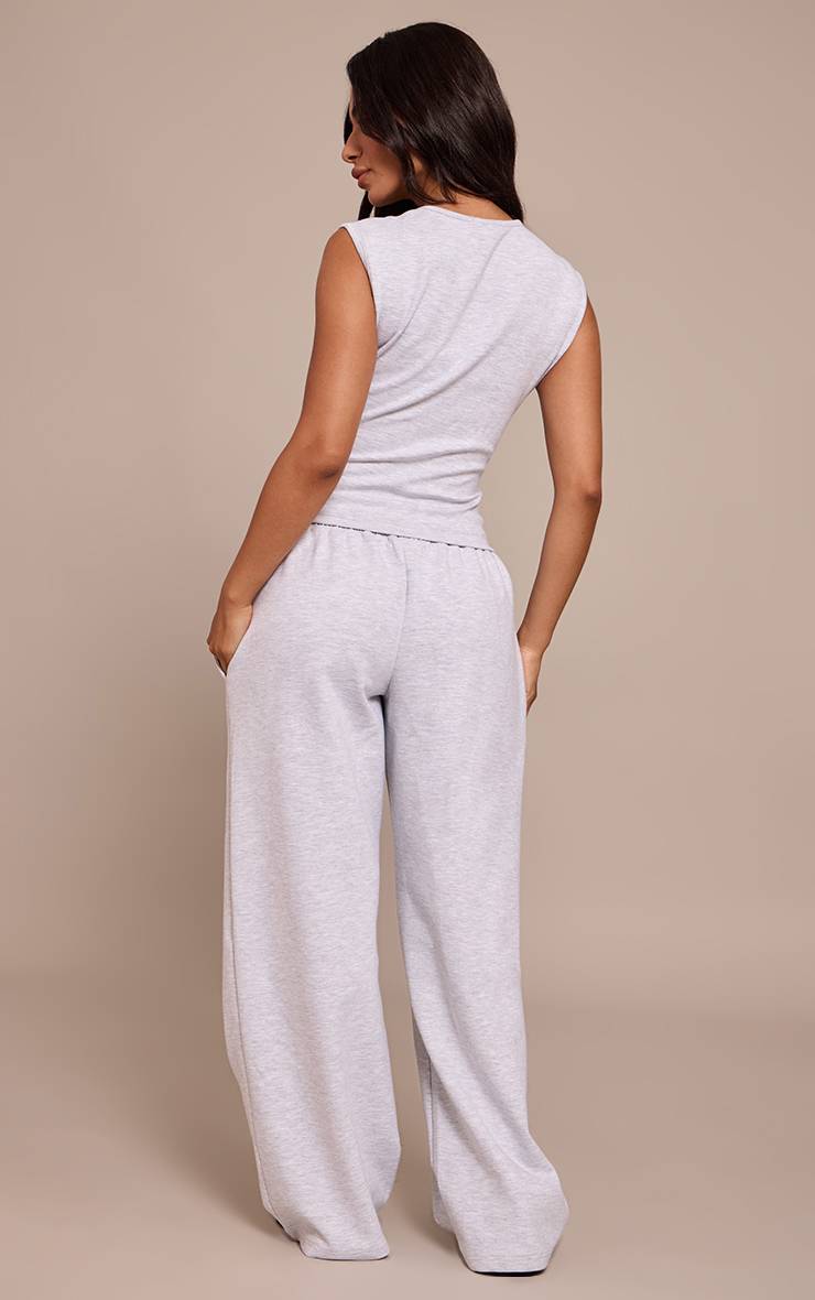 Gris Cendré Jogging Petite Taille À Jambes Larges Avec Cordon De Serrage En Jersey Interlock