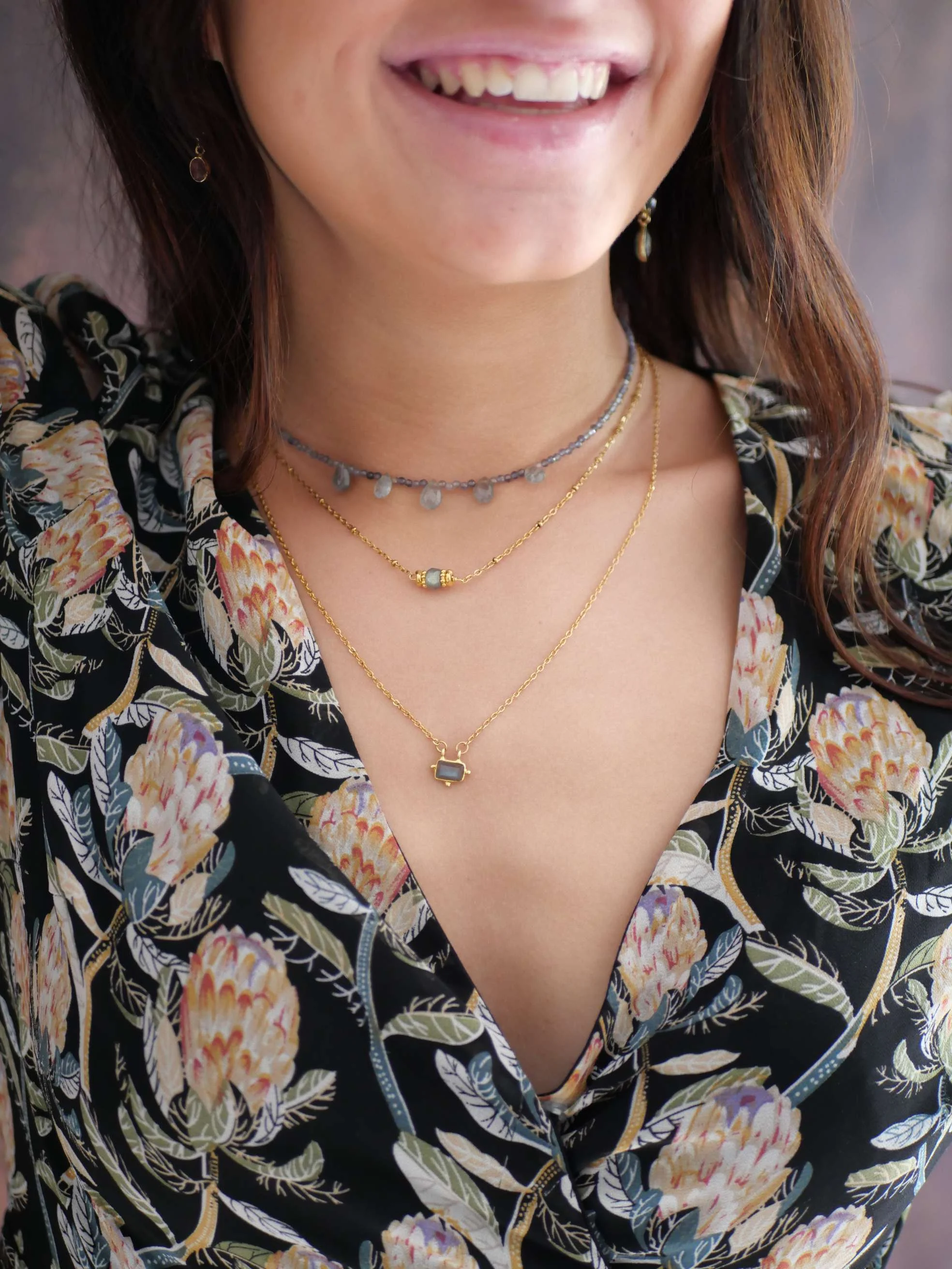 KALPANA - Collier labradorite | Gris