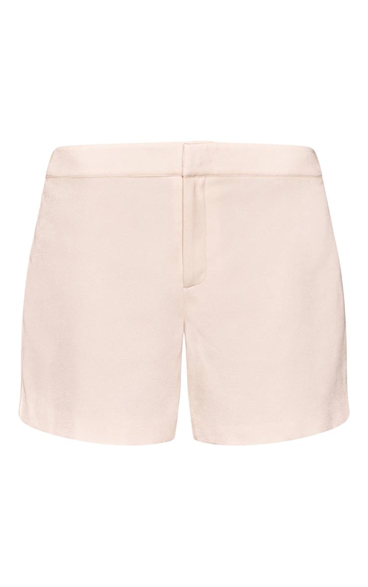 Crème Ensemble Coordonné Short Long Taille Haute Avec Boutons Contrastés