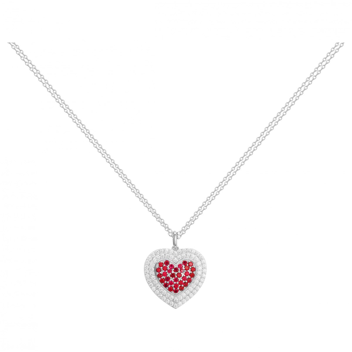 Collier mono-motif en Argent avec spinelle rouge rubis