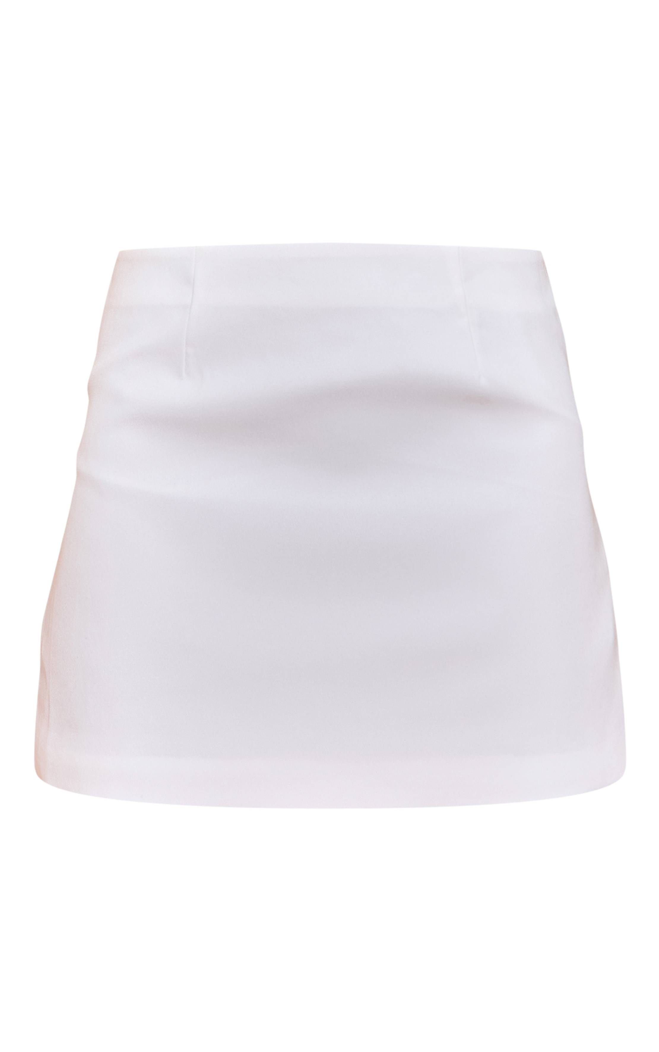 Blanc Mini-jupe Taille Haute Évasée En Tissu Tissé