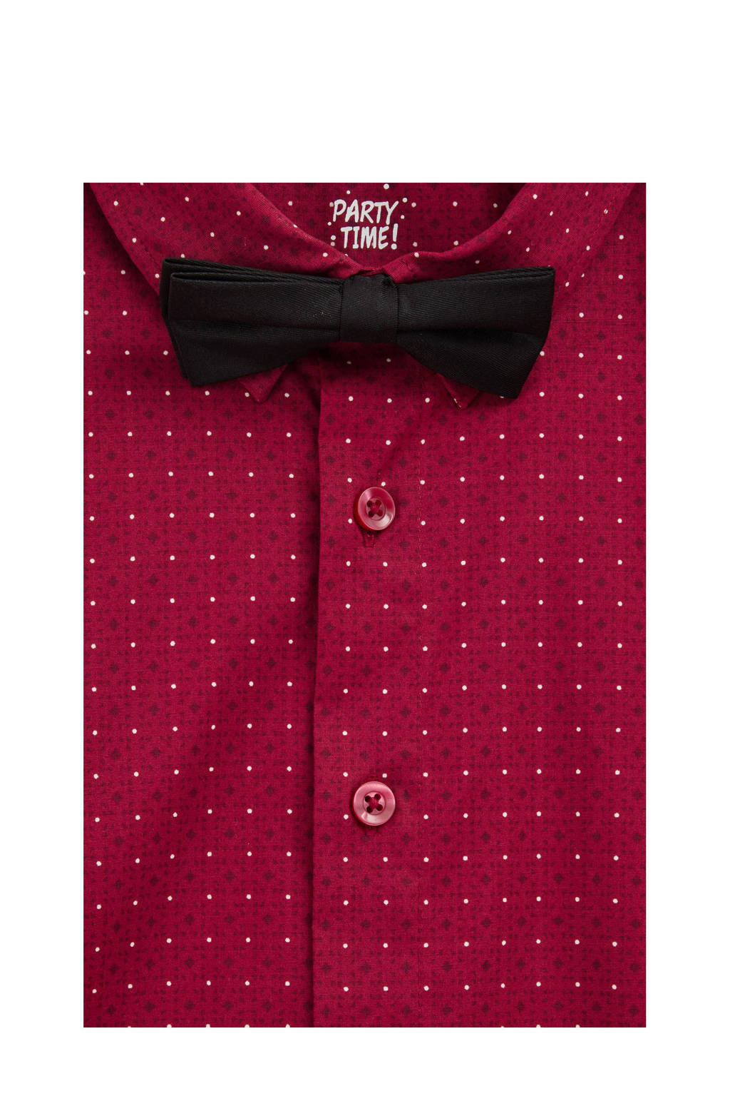 overhemd met vlinderstrik rood/wit/zwart