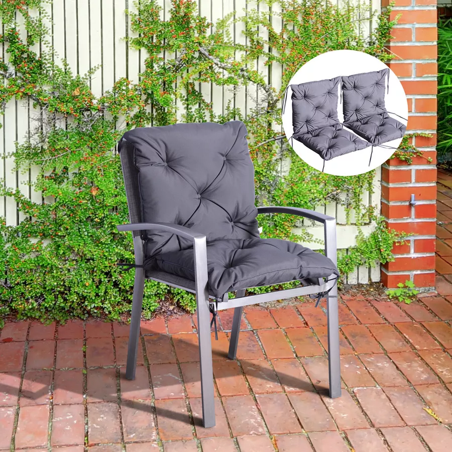 Outsunny Stuhlauflage als 2er-Set grau
