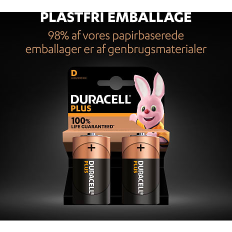 Duracell Plus D batterier 2-pak