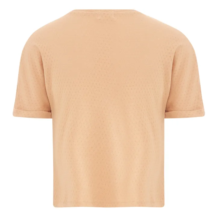 Poudre Organic T-Shirt Coton Bio Pointelle Marjolaine - Collection Femme  | Camel