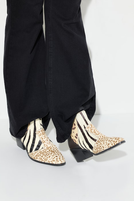 Leder-Stiefeletten, Animal, Weite H