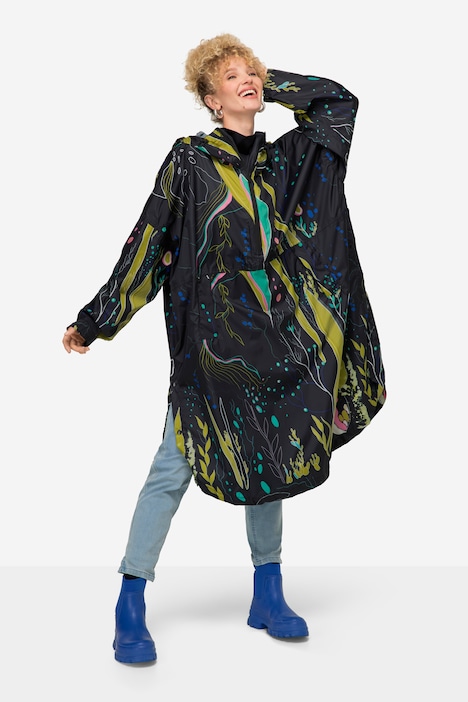 Funktions-Regencape, Unisex, Print, Kapuze