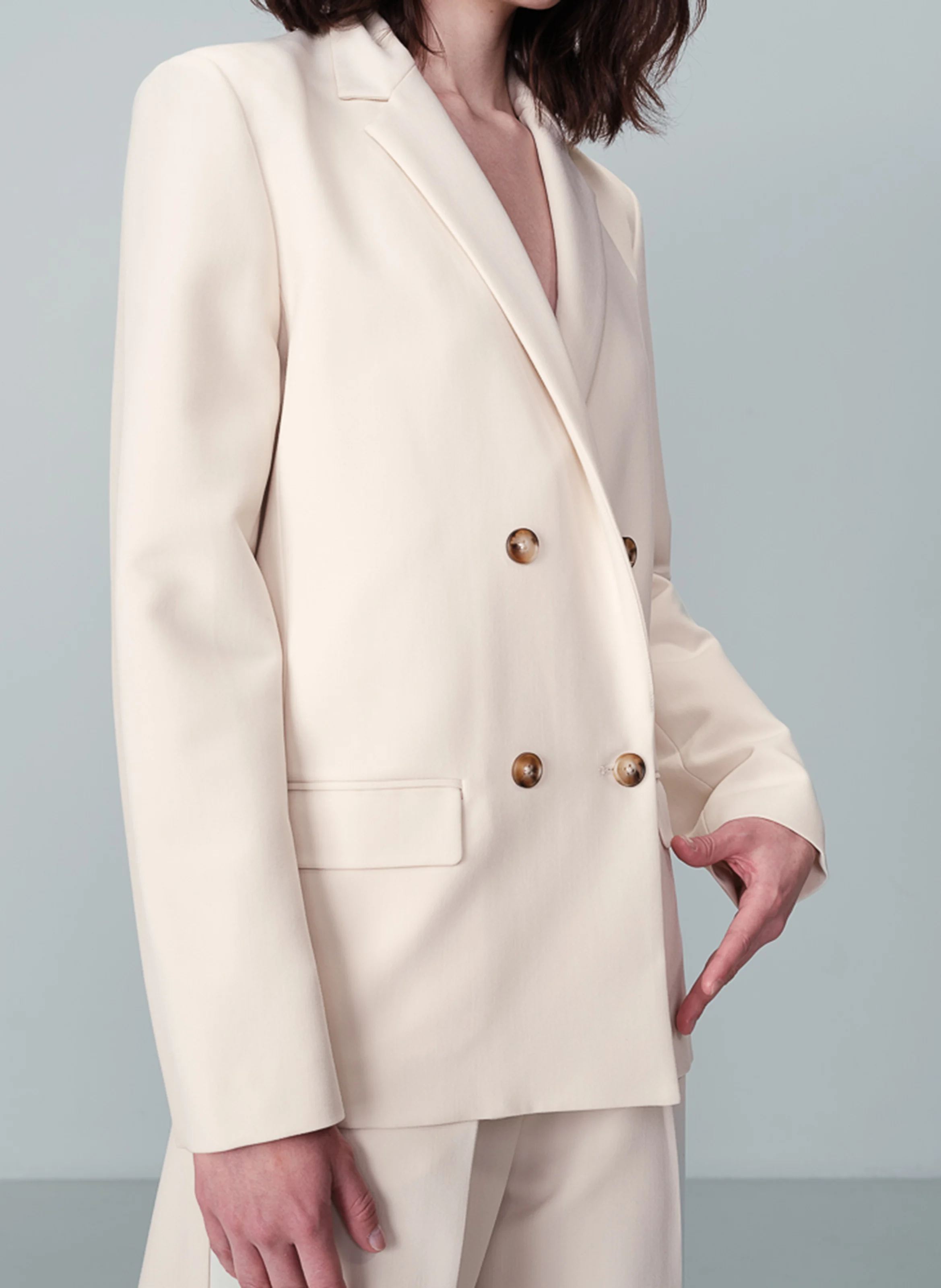 NOIX - Blazer droit à double boutonnage| Beige