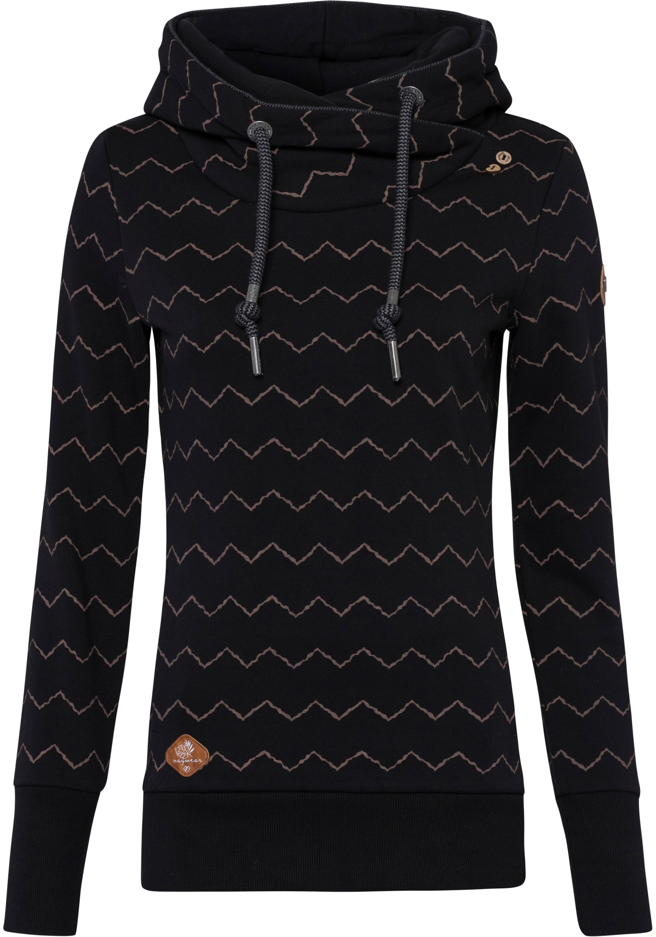 Ragwear Kapuzensweatshirt »GRIPY BUTTON CHEVRON O«, Hoodie mit hochschiessendem Schalkragen mit Zierknopfbesatz