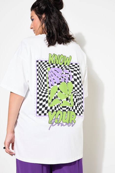 T-Shirt, oversized, Schachbrett-Rückenprint
