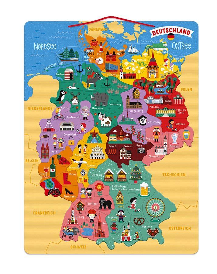 Magnet-Landkarte DEUTSCHLAND 79-teilig in bunt