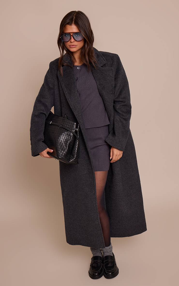Charbon Cardigan Sans Col En Maille Compacte