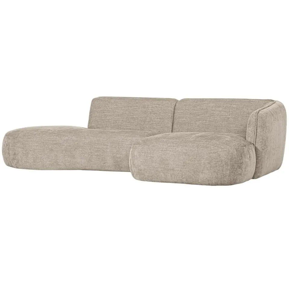 WOOOD Polly Chaise Longue - Polyester - Zand - 71x258x105/150