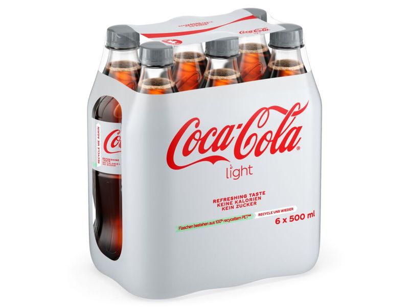 Coca Cola Soft-Drinks Light 6 x 0.5 l Prickelndes Erfrischungsgetränk mit Koffein und Süssungsmitteln