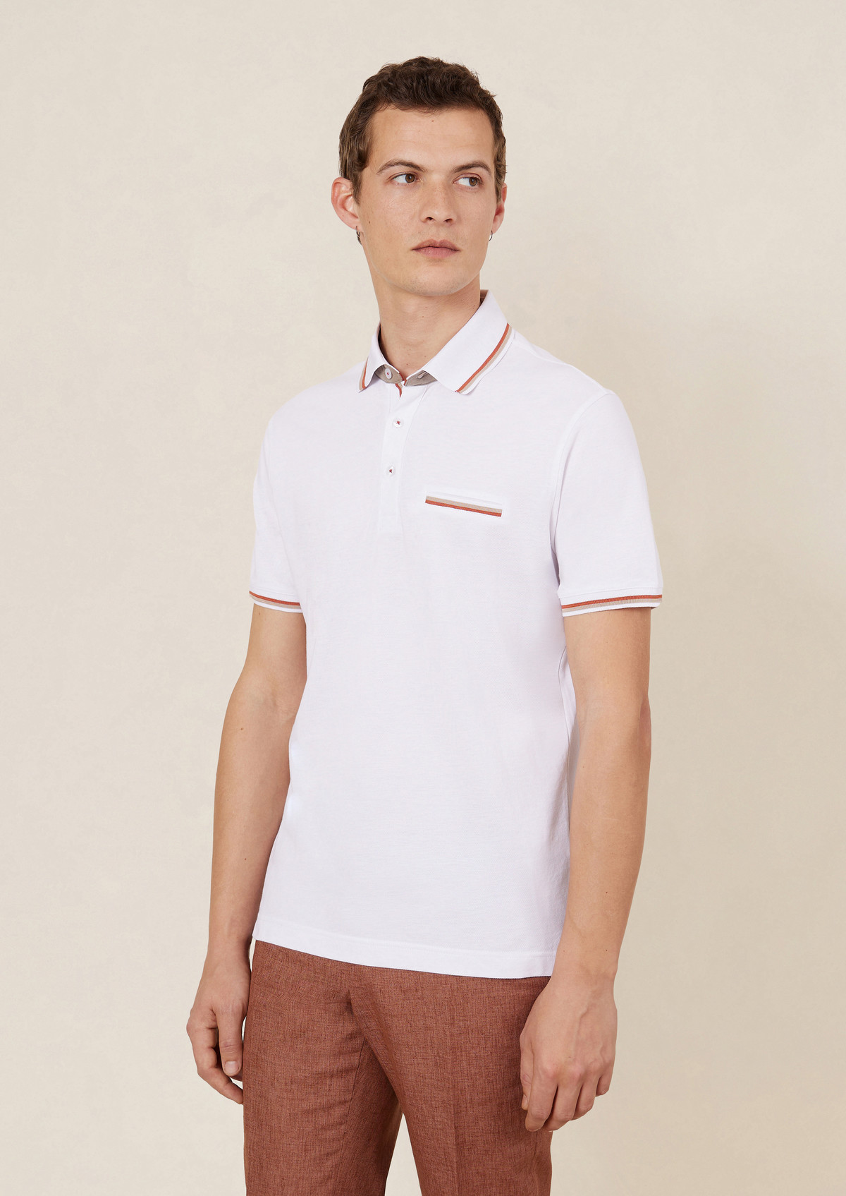 Polo manches courtes Slim en coton uni blanc