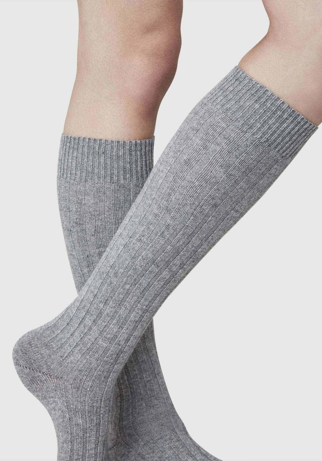 Swedish Stockings Kniestrümpfe Bodil Chunky Knee-High Light Grey