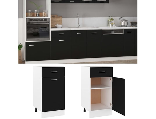 VIDAXL - Meuble bas Armoire de cuisine noir 40x46x81,5 cm aggloméré