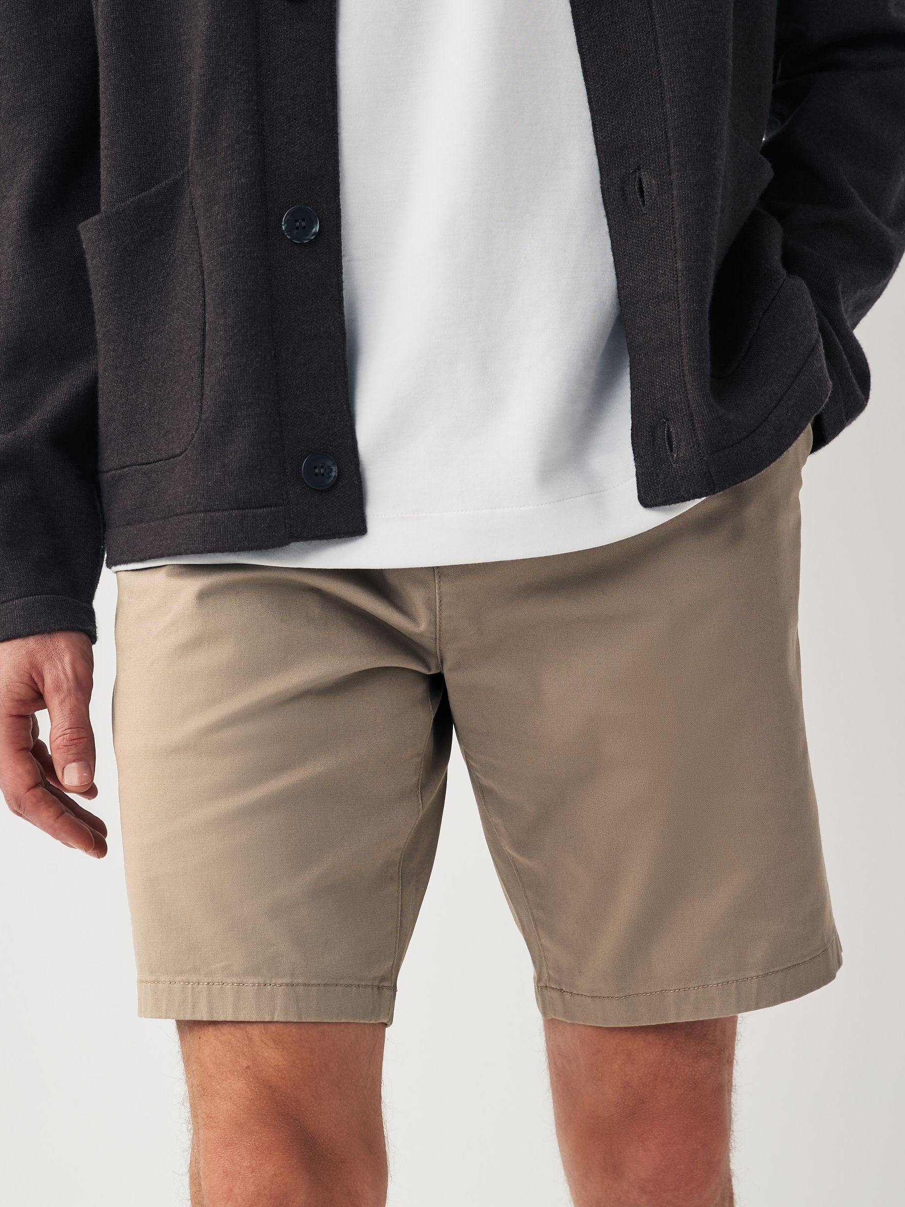 Donker kiezelkleurig - Slim Fit - Chinoshort met stretch