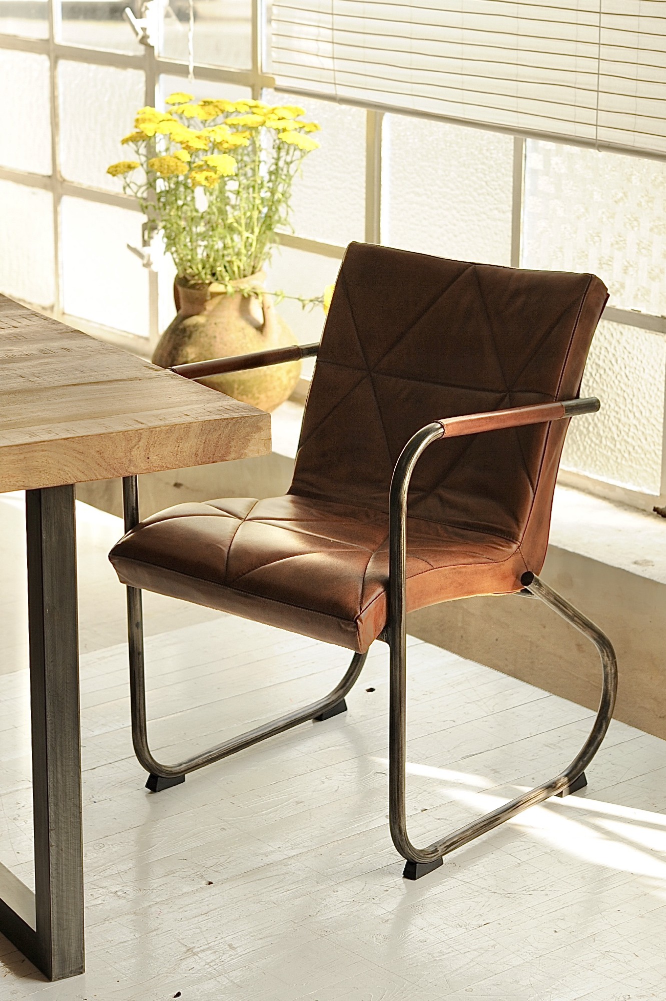 Lederstuhl 'Jess', braun, B 53 cm, L 65 cm, H 80 cm von fischer's lagerhaus